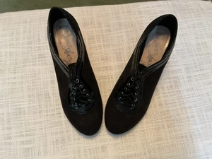 Marks and Spencer Women's Black Patent Edging Wide Fit Lace Up Shoes Size 6.5 - Picture 1 of 6