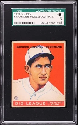 1933 Goudey Baseball #76 Mickey Cochrane SGC 5 - Image 1 of 2
