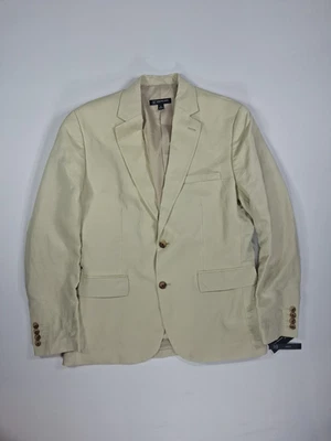 Abrigo deportivo de lino beige mediano para hombre blazer grano calce ajustado Foto 1 de 4