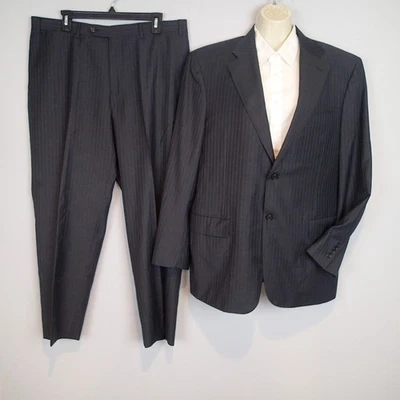 Canali Charcoal Grey Blue Stripe Wool Suit 44 R Jacket Blazer Pants - Image 1 of 4