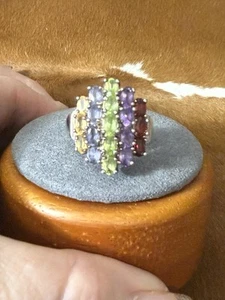 925, Sterling Multi Edelstein Cluster Ring Gr. 10 1/2 - Bild 1 von 10