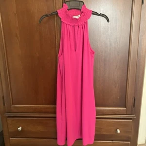Amanda Uprichard Damen Kleid Hot Pink kleine Taschen Etuikleid Party gesmokter Ausschnitt - Bild 1 von 10