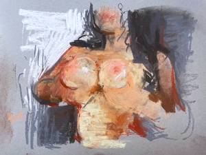 Pastel Painting French Anatomical Boudoir Cubism Paper Original Signed BVC - Picture 1 of 2