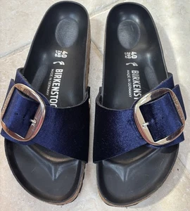 Birkenstock Madrid Big Buckle Slide Navy Velvet Size 40 (9) - Picture 1 of 6