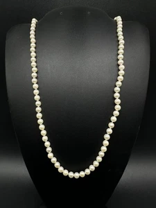 Classic 5mm Cultured Pearl Necklace w/14k Gold Fish Hook Clasp 18” - Picture 1 of 9