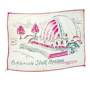RARE ancien mouchoir tissu Esplanade Shell Boston 6" x 8" Massachusetts - Photo 1/1