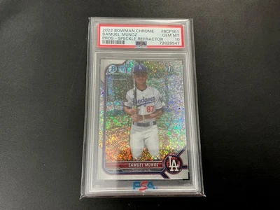 2022 Bowman Chrome SAMUEL MUNOZ 1st SPECKLE REFRACTOR PSA 10 Gem 167/299 - Image 1 of 2