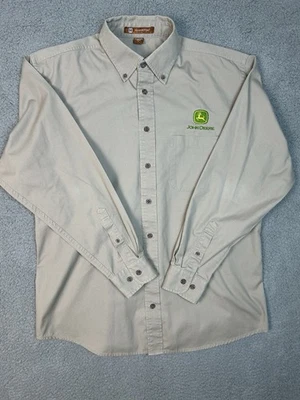 Рубашка на пуговицах мужская John Deere L Harriton хаки вышитый логотип с длинным рукавом - Изображение 1 из 4