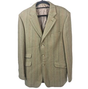 Reid & Taylor 100% Wool Tweed Blazer Jacket Green Check 42L Long - Picture 1 of 5
