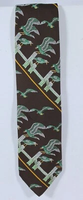 Vtg Velducci Mens Tie 60s 70s Retro Seagulls Pelicans on Fence Seaside Birds 34 - Image 1 of 4