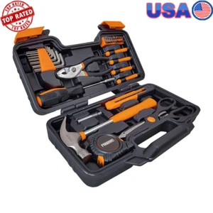 39-Piece Home Tool Kit W/ Storage Case Hammer Pliers Screwdrivers Tape Knife New - Picture 1 of 5