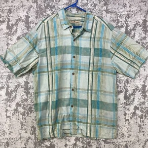 Tommy Bahama Button Up Shirt Mens Large Short Sleeve Plaid Multicolor 100% Silk - Picture 1 of 11
