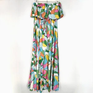 Maxi Vestido Japna Para Mujer Pequeño Sin Tirantes Moderno Geométrico Pastel Multicolor - Imagen 1 de 9
