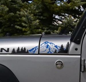 Mountain and Trees 2 Color Decal for Jeep Wrangler JK (2007-2018) - Picture 1 of 6