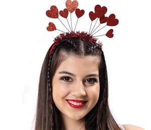 roter Haarreif Amor rote Herzen Love Herzhaarreif Liebe Karneval JGA Fasching - Bild 1 von 3
