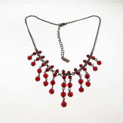 Collar gargantilla colgante de cuentas rojas 1928 1,5x16-18" Foto 1 de 4