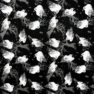 Halloween Ghost Black Grey Sewing Quilting Cotton Fabric - Picture 1 of 3