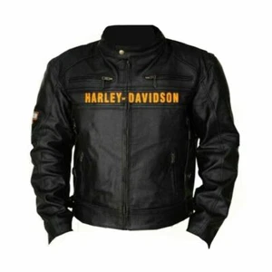 Mens Harley Davidson Motorcycle Vintage Biker Distressed Real Leather Jacket - Picture 1 of 5