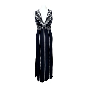 MONSOON Navy 100% Cotton Maxi Dress Size Small Embroidered Indian Mirror Work - Picture 1 of 24
