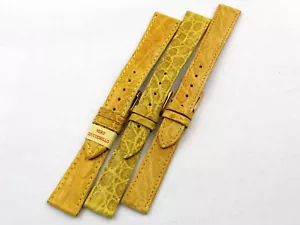 New Watch Band Leather Crocodile Yellow Hand Made Unisex Various Sizes Casual - Picture 1 of 11