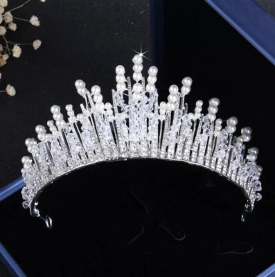 Арт-деко корона серебряный жемчуг свадебная тиара свадебный подарок день рождения диадема кристалл - Изображение 1 из 4