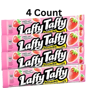 Paquete de 4 barras de fresa Laffy Taffy - caramelos nostálgicos masticables - 1,5 oz cada una - Imagen 1 de 1