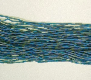 Czech Glass Bugle Beads  5mm  Matt Blue Zircon Rainbow - Picture 1 of 1