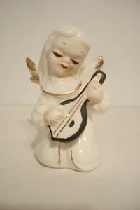 Vintage 3 1/2" Porzellan Engel spielende Laute Figur Japan - Bild 1 von 12