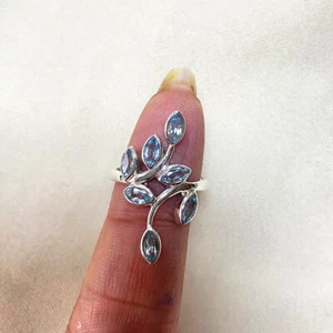 925 Sterling Silver Peridot Amethyst Birthstone Leaf Ring Halloween silver ring - Picture 1 of 25