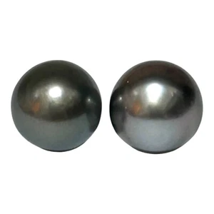 A Pair of 11.2mm 19.5 Carats Tahitian South Sea Peacock Gray Green Loose Pearl - Picture 1 of 9