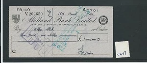 wbc. - CHEQUE - CH57 - USADO - 1960 - MIDLAND BANK, EARLSFIELD SW18 - estilo antiguo - Imagen 1 de 1