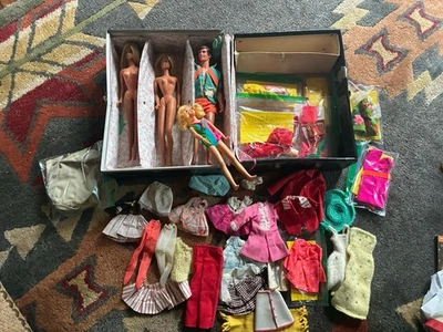Barbie 1960s and 1970s MOD clothing and doll lot some homemade skipper ken - Image 1 of 4