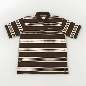 Y2K Enyce Clothing Co Polo Shirt XL Brown Cream Striped Hip Hop Streetwear Vtg - Picture 1 of 21