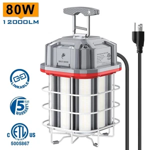12000LM-80W LED Temporary Work Light Industrial Constructions Jobsite Lamp 5000K - Picture 1 of 12