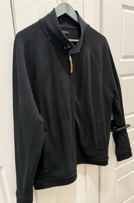 ***BANANA REPUBLIC***NUEVA SIN ETIQUETAS***CHAQUETA DELANTERA NEGRA CUELLO FALSO PARA HOMBRE **CREMALLERA ** GRANDE Foto 1 de 4