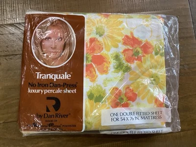 Sábana de Colección NOS Tranquale por Dan River Doble Talla ~ Naranja/Amarillo Floral Foto 1 de 4