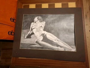 Original Mounted Nude Pencil Sketch Drawing in The Style of Ronnie Wood 44x30cm - Picture 1 of 6