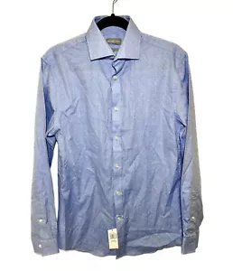 Camicia elegante Michael Kors uomo blu stampa colletto slim fit cotone 15 (32-33) - Foto 1 di 5