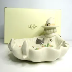Tazón de caramelo bruja Lenox Occasions Halloween otoño hojas marfil porcelana - Imagen 1 de 10
