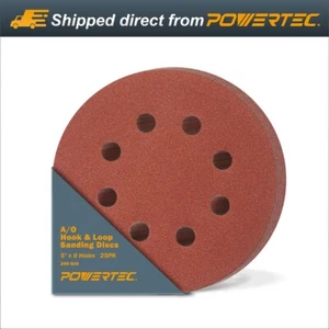 POWERTEC A/O Hook and Loop 8 Hole Disc 5" 240 Grit 25pcs Orbital Sander (45024) - Picture 1 of 7