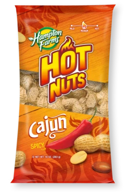 Cacahuetes picantes cajún Hot Nuts de Hampton Farms, 10 oz Foto 1 de 4