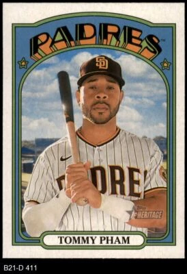 2021 Topps Heritage #411 Tommy Pham Padres SHORT-PRINT 8 - NM/MT - Image 1 of 2