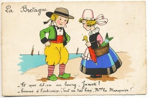 La Bretagne, French World War Two artist-drawn postcard - Picture 1 of 2