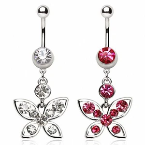 Butterfly Belly Button Piercing With Rhinestones - Picture 1 of 1