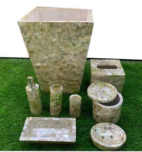 Juego de baño de mármol MOP / mármol tocador accesorios decoración del hogar oficina - Imagen 1 de 2