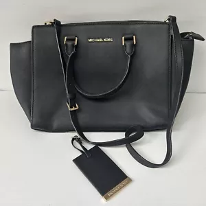 Michael Kors Selma Saffiano Bag A1-1301’black Leather - Picture 1 of 16