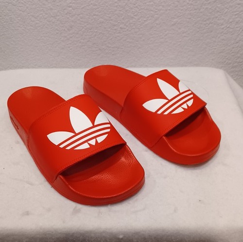 Nuovo Uomo Adidas TREFOIL ADILETTE Slides Sandali Rosso~Bianco (FU8296) Taglia 8