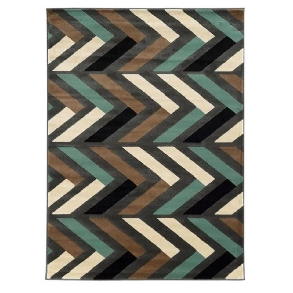 Alfombra Espiga Hawthorne Collection 5'3" x 7' en Gris y Turquesa Foto 1 de 1