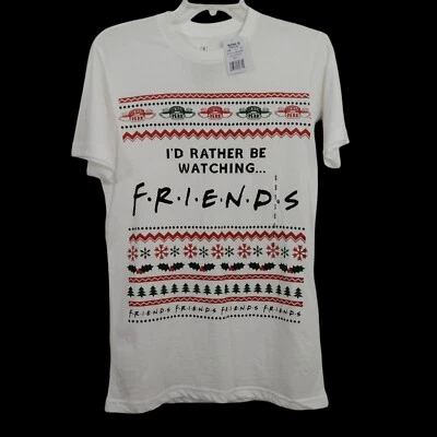Camiseta de Navidad I'd Rather Be Watching Friends manga corta talla pequeña nueva con etiquetas Foto 1 de 4