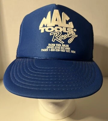 Mac Tools Racing Puffy Foam Mesh Snapback Hat Blue Vintage Corded - Изображение 1 из 4